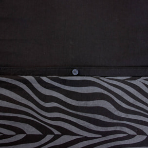 Parure de lit coton réversible imprimé zèbre 2 places noir ZEBRA
