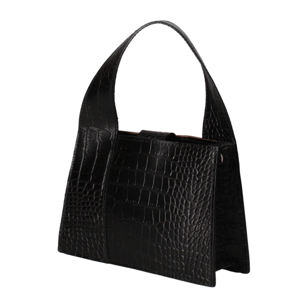 Borsa a mano da donna - Modello False - Vera pelle effetto cocco - 21.0 x 14.0 x 8.0 cm