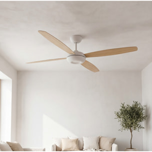 Forlight Ventilador Kudari Blanco Madera clara Blanco