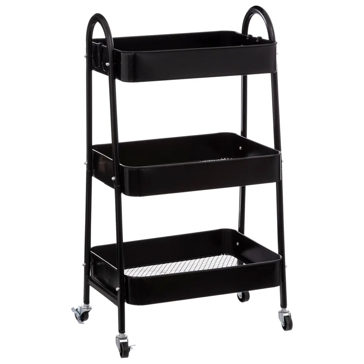 Desserte à roulette 3 niveaux Métal noir