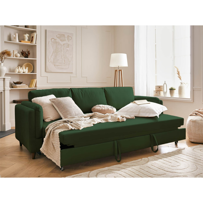 Brooke - canapé 3 places - convertible - en velours - Vert