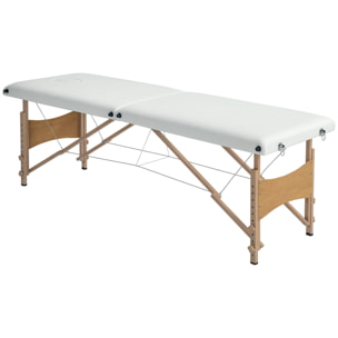Table de massage pliante 2 zones sac tranport inclus 186L x 60l x 58-81H cm bois synthétique crème