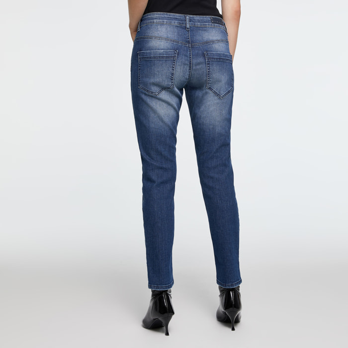 Jeans Lima - carrot fit - effetto vintage - 98% cotone - blu denim
