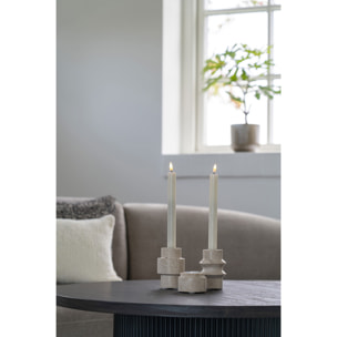 Set 2 Portacandeline in Travertino Naturale — Ø7×4,5 cm