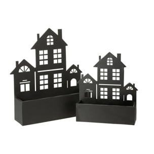 J-Line cache-pot Murale/Maison - métal - noir - large - 47 cm de hauteur