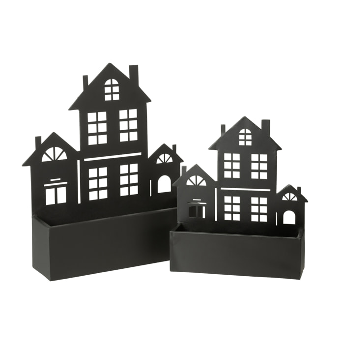 J-Line cache-pot Murale/Maison - métal - noir - large - 47 cm de hauteur