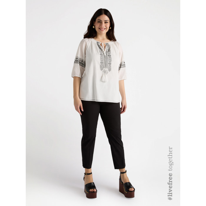 Fiorella Rubino - Blusa con ricami etnici - Bianco