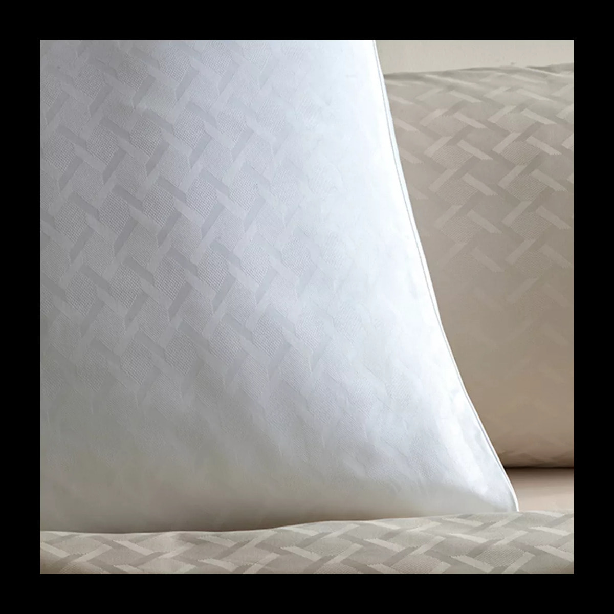 Taie d'oreiller satin de coton motif jacquard blanc Adagio blanc