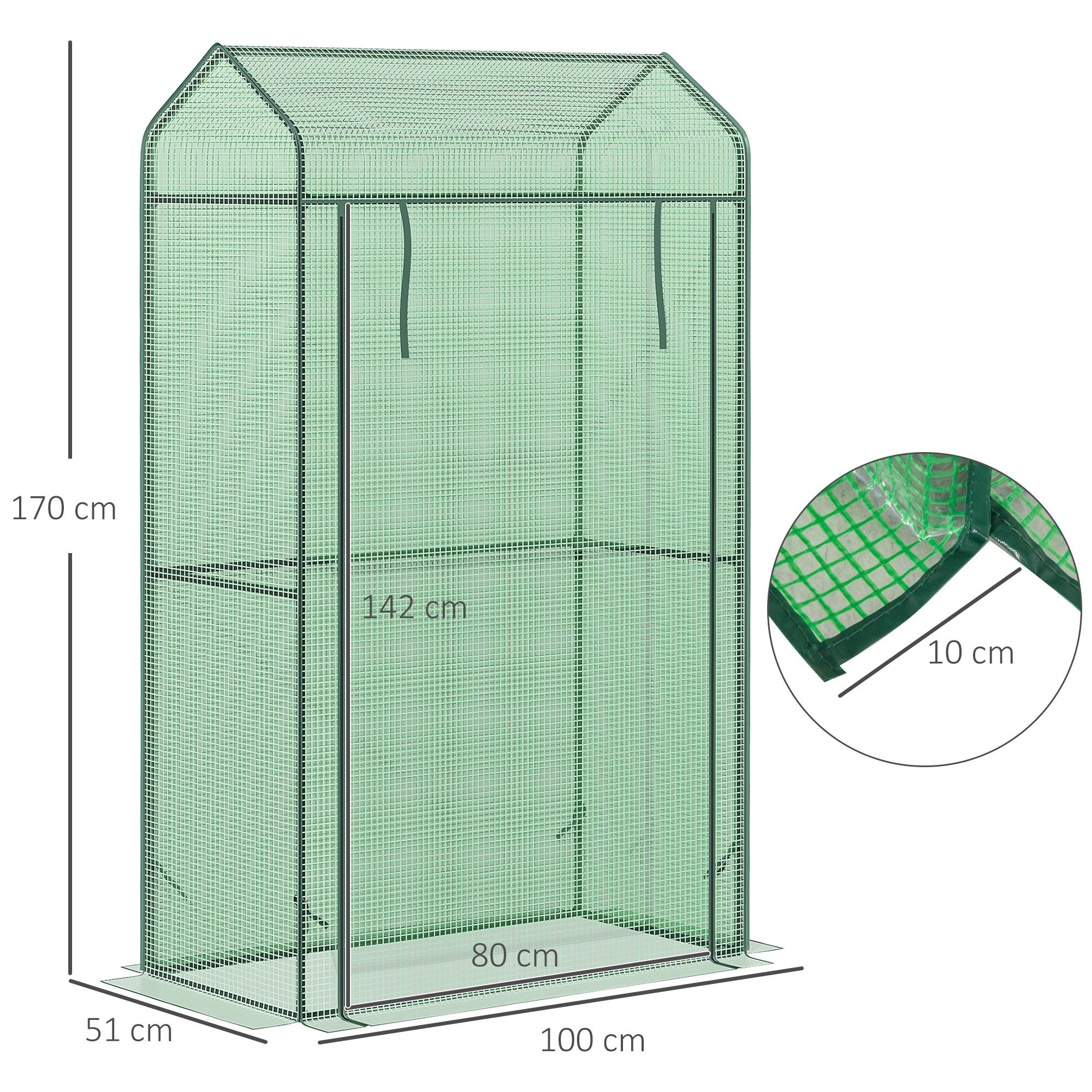 Outsunny Invernadero Jardín con Puerta Enrollable Cultivos Plantas 100x51x170 cm