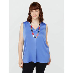 Fiorella Rubino - Top con pliegue delantero - Light - blue