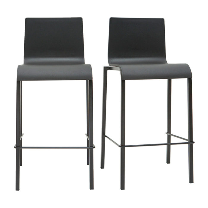 Tabourets de bar design empilables noirs H65 cm (lot de 2) KUPA