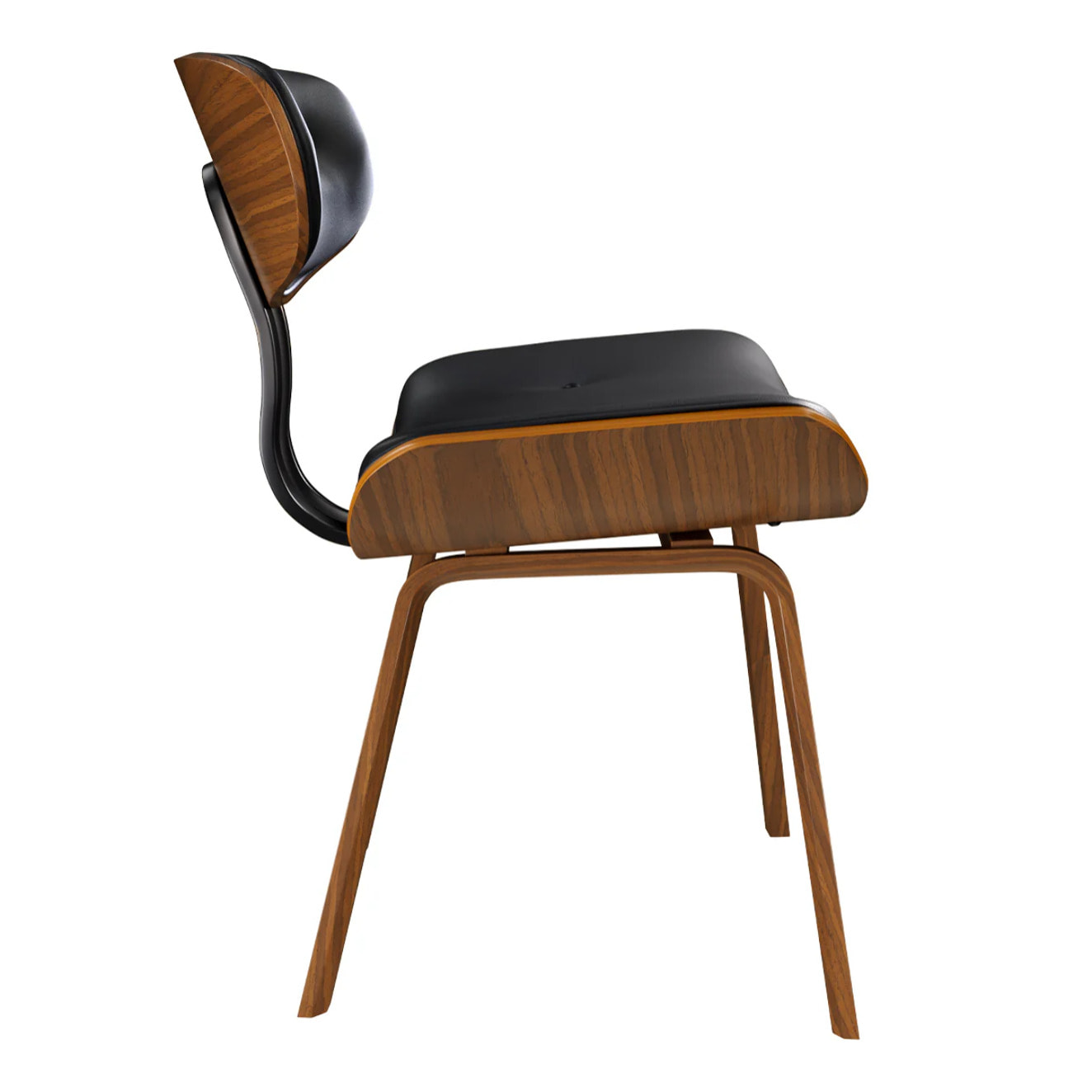 Chaise en PU noir et pieds en bois plié - Pétrus