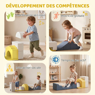Parcours motricité bébé modulable 7 pièces zippées déhoussables velours multicolore