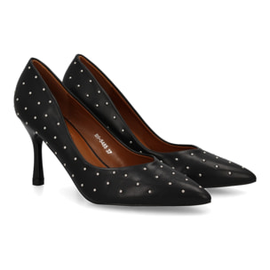 Stiletto mujer con pequeñas tachuelas metálicas