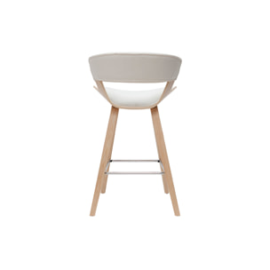 Tabouret de bar design blanc et bois clair H65 cm SYRAH