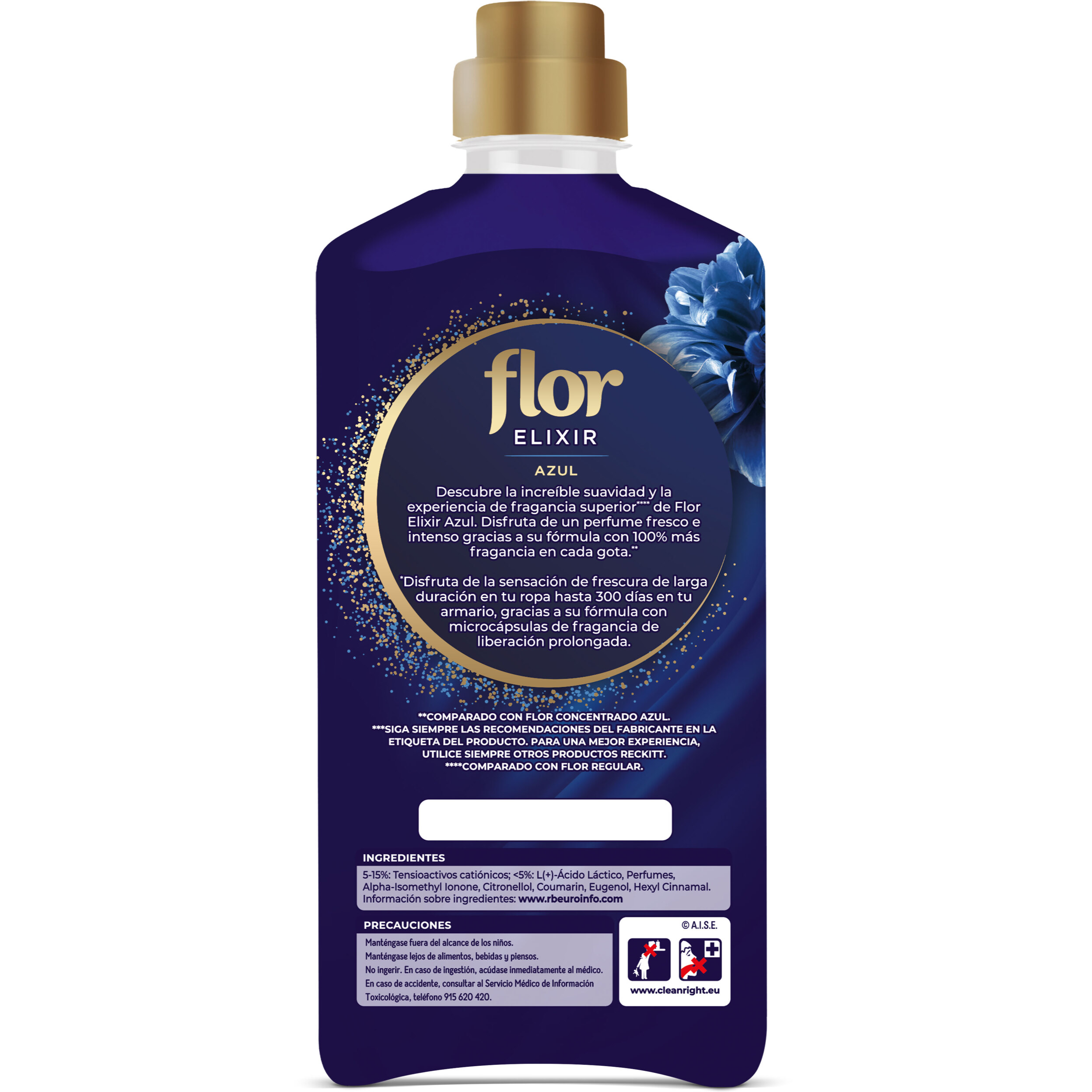 Flor Elixir - Suavizante para la ropa concentrado, aroma azul - 126 lavados (2 botellas x 63 dosis)