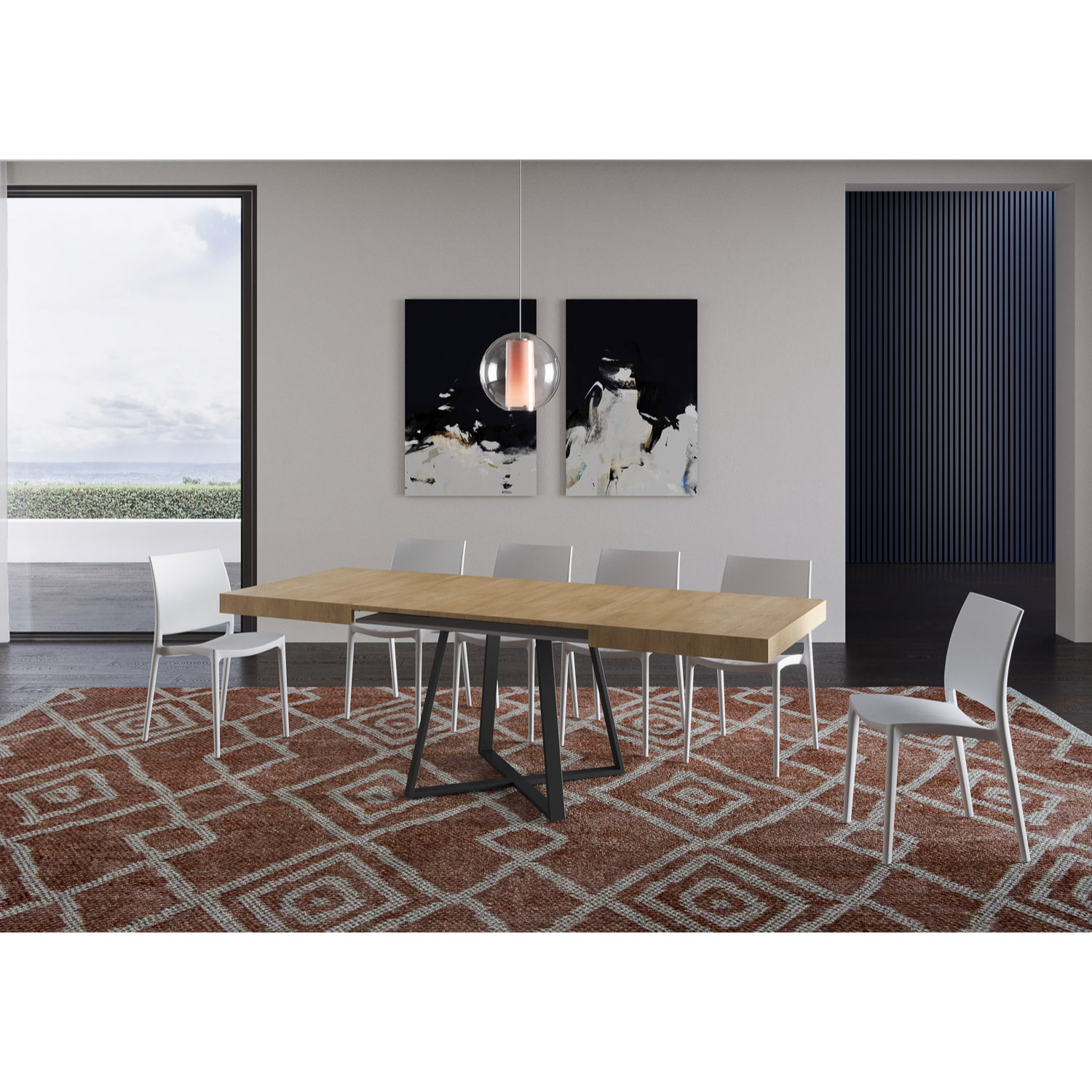 Tavolo allungabile 90x130/390 cm Abbraccio quercia natura gambe antracite