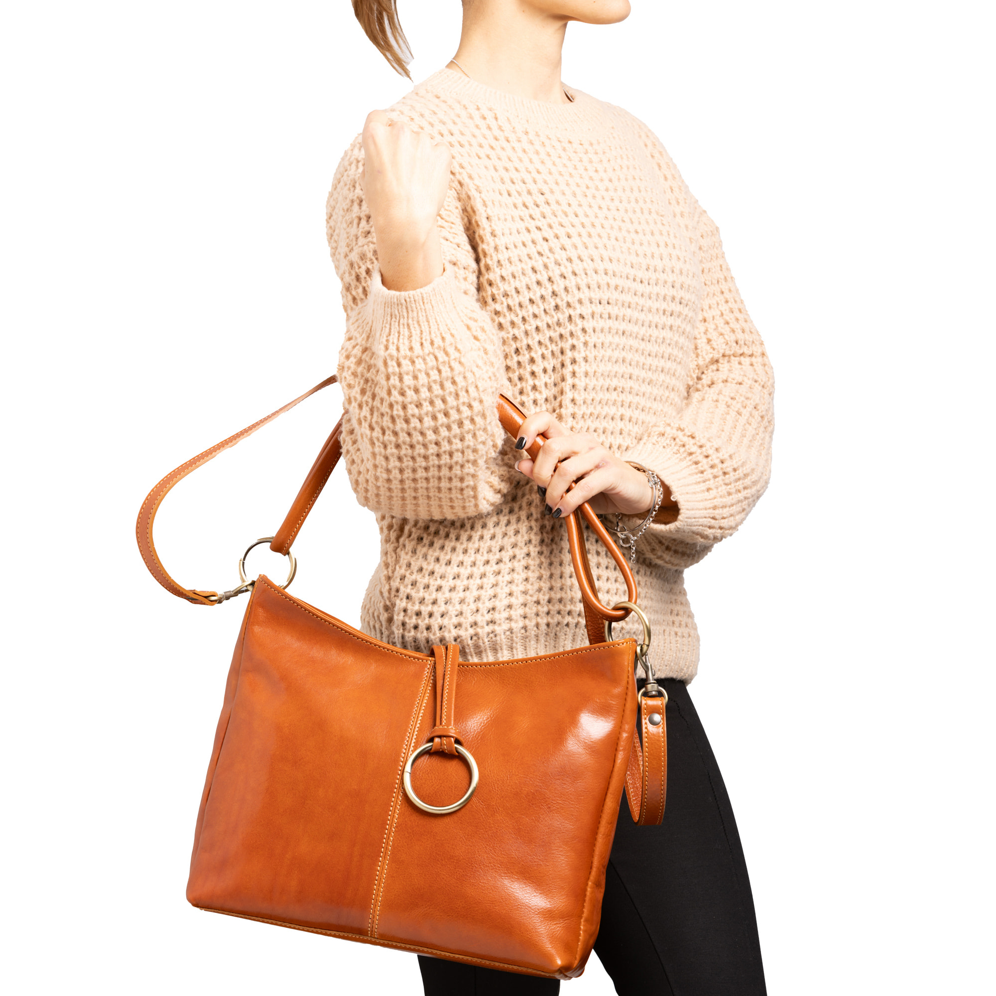 Borsa a spalla  da donna In Vera pelle Made in Italy 29x32x11 cm