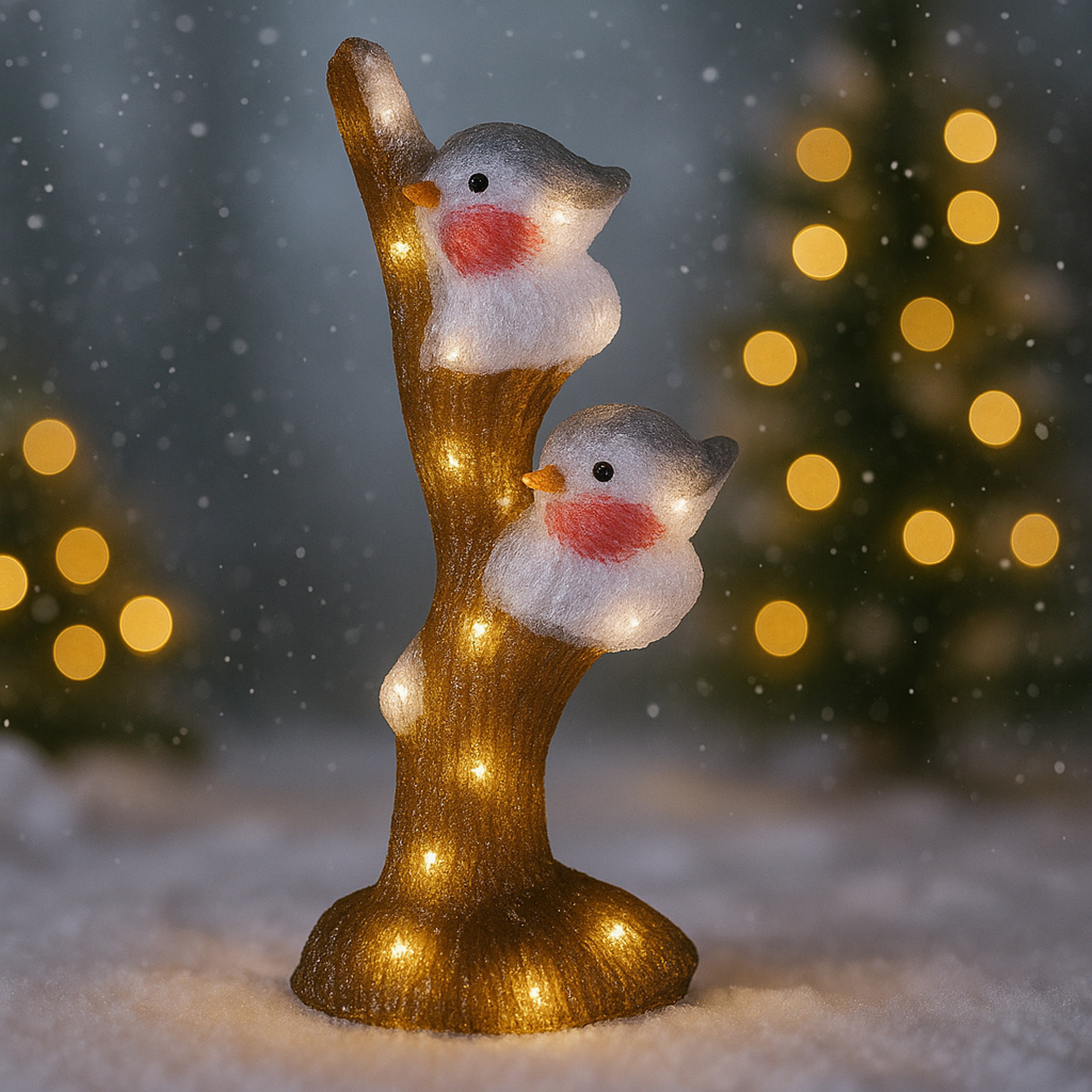 Lámpara decorativa en forma de pájaros en árbol con 30 leds blancos