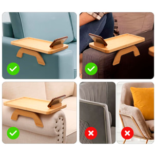 Bandeja rectangular personalizada para sofá con soporte giratorio 360 ° para tablet o teléfono móvil.