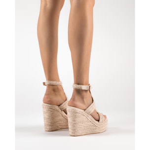Sandalias de cuña Mirta Beige 11 cm