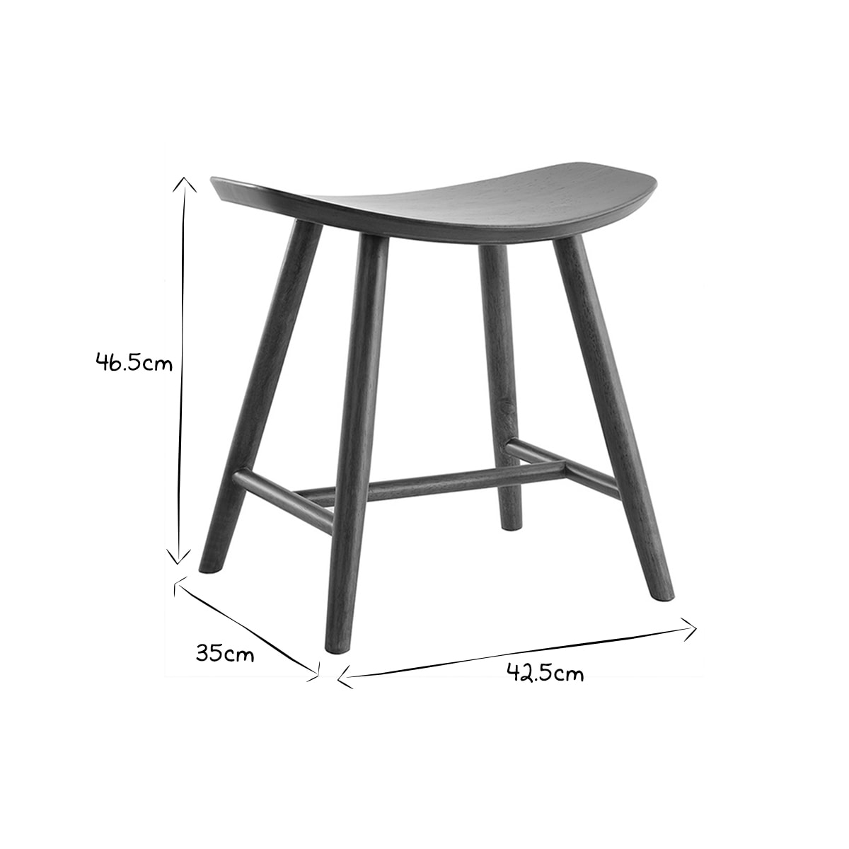 Tabouret bas bois foncé H46.5 DEMORY