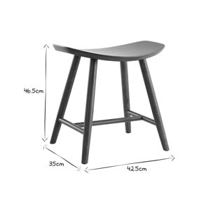 Tabouret bas bois foncé H46.5 DEMORY