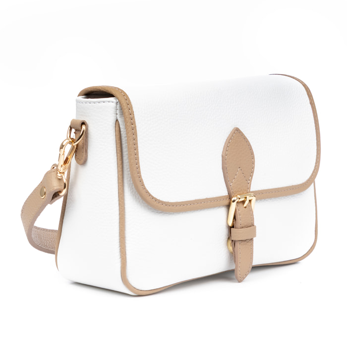 Barbianello borsa a tracolla donna. Pelle autentica Dollaro bicolore.