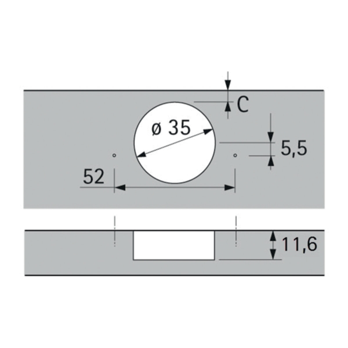 Charnière HETTICH Sensys 8687 - Base 12,5 mm TH 52 - À visser - 9099660