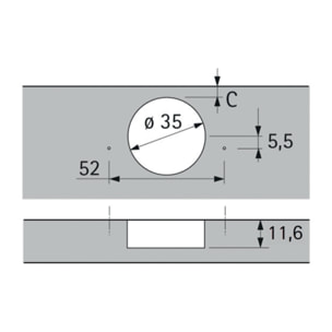 Charnière HETTICH Sensys 8687 - Base 12,5 mm TH 52 - À visser - 9099660