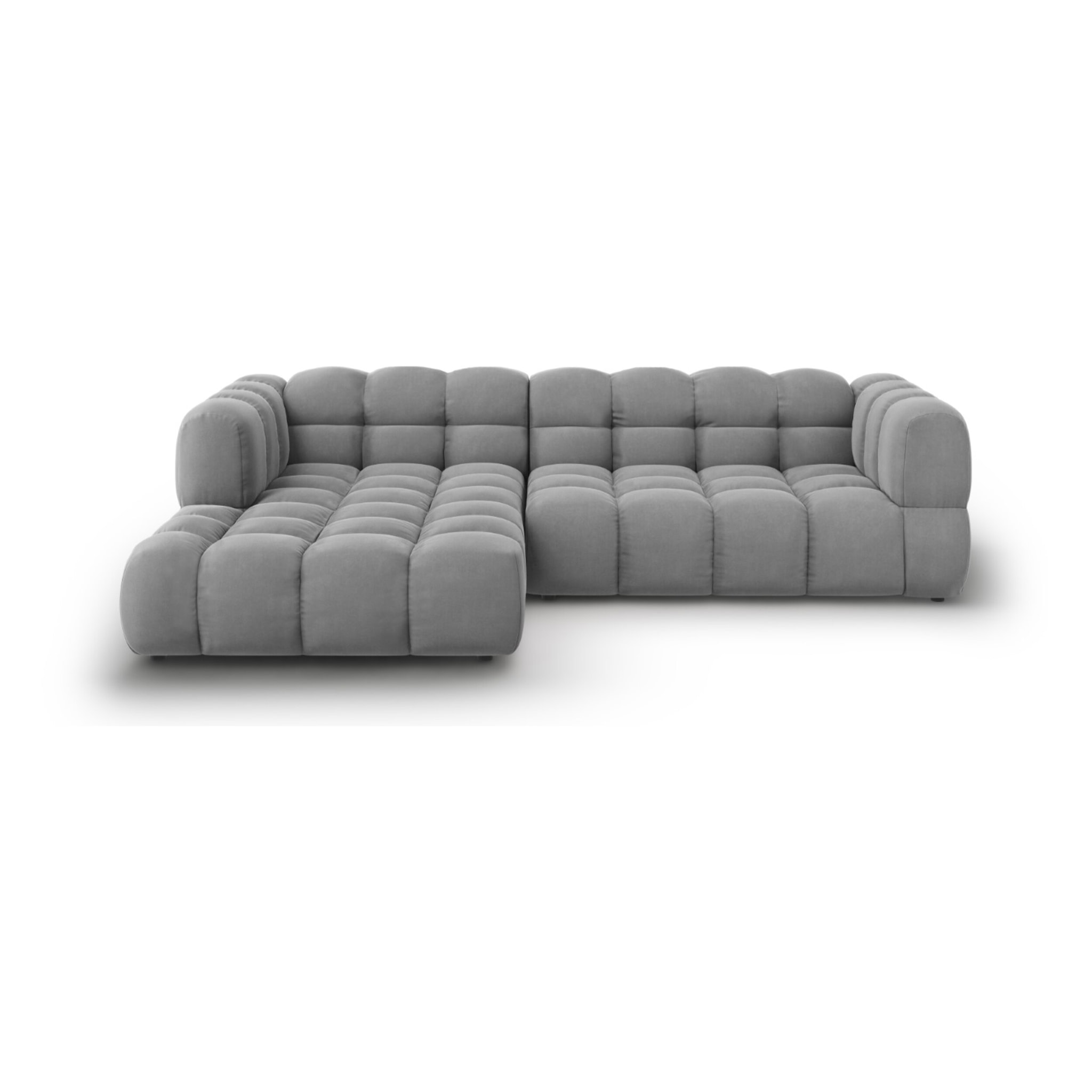 Canapé d'angle gauche modulable "Sky" 4 places en velours gris clair