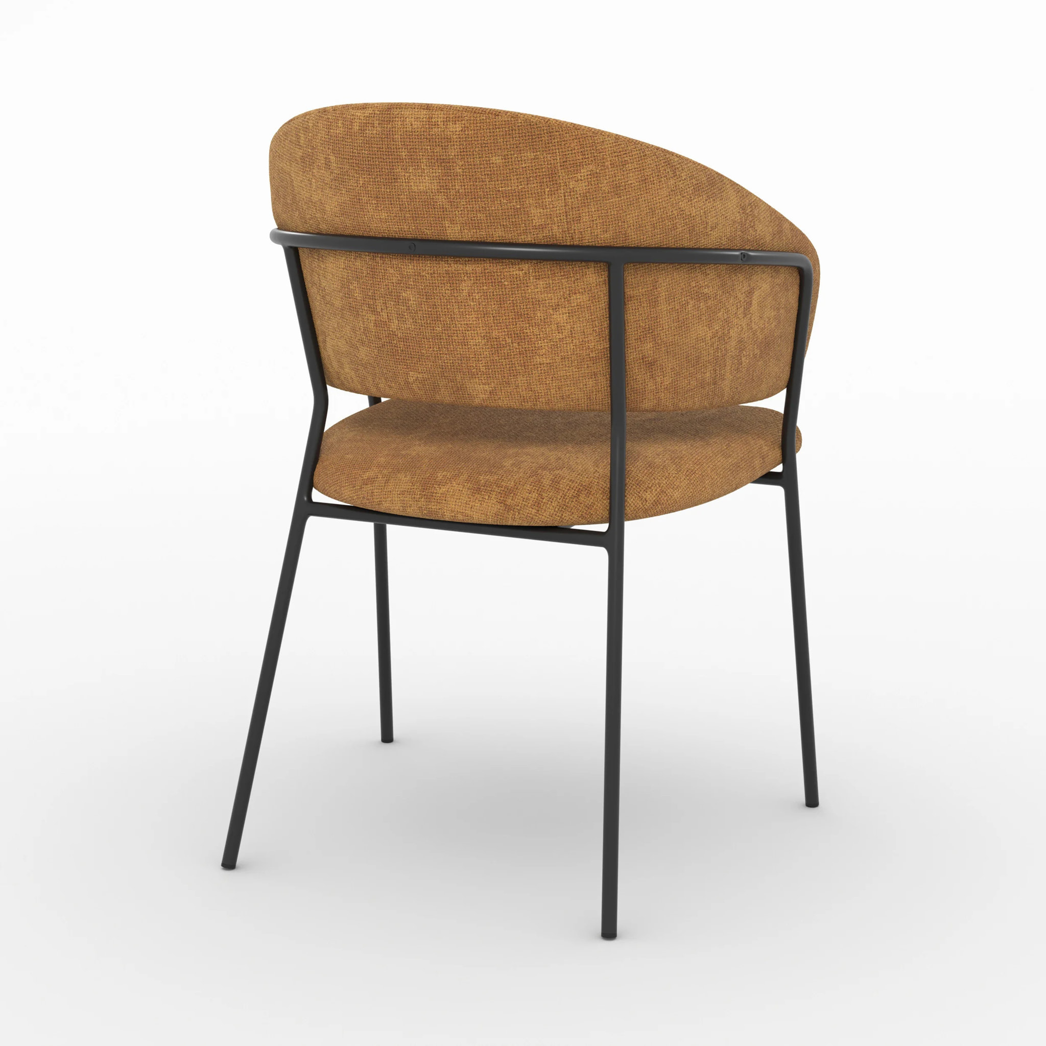Lot de 2 chaises en tissu caramel et pieds en métal noir - Amaya