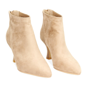 Tronchetti donna taupe in microfibra, tacco 7 cm
