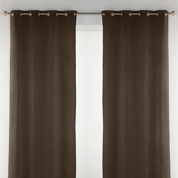 Cortina de terciopelo con ojales chocolate 140x270 cm - la unidad -