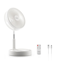 Ventilatore ricaricabile pieghevole 3 in 1 Fandle - 5 V - bianco e argento - 19,8 x 36-100 x 19,8 cm