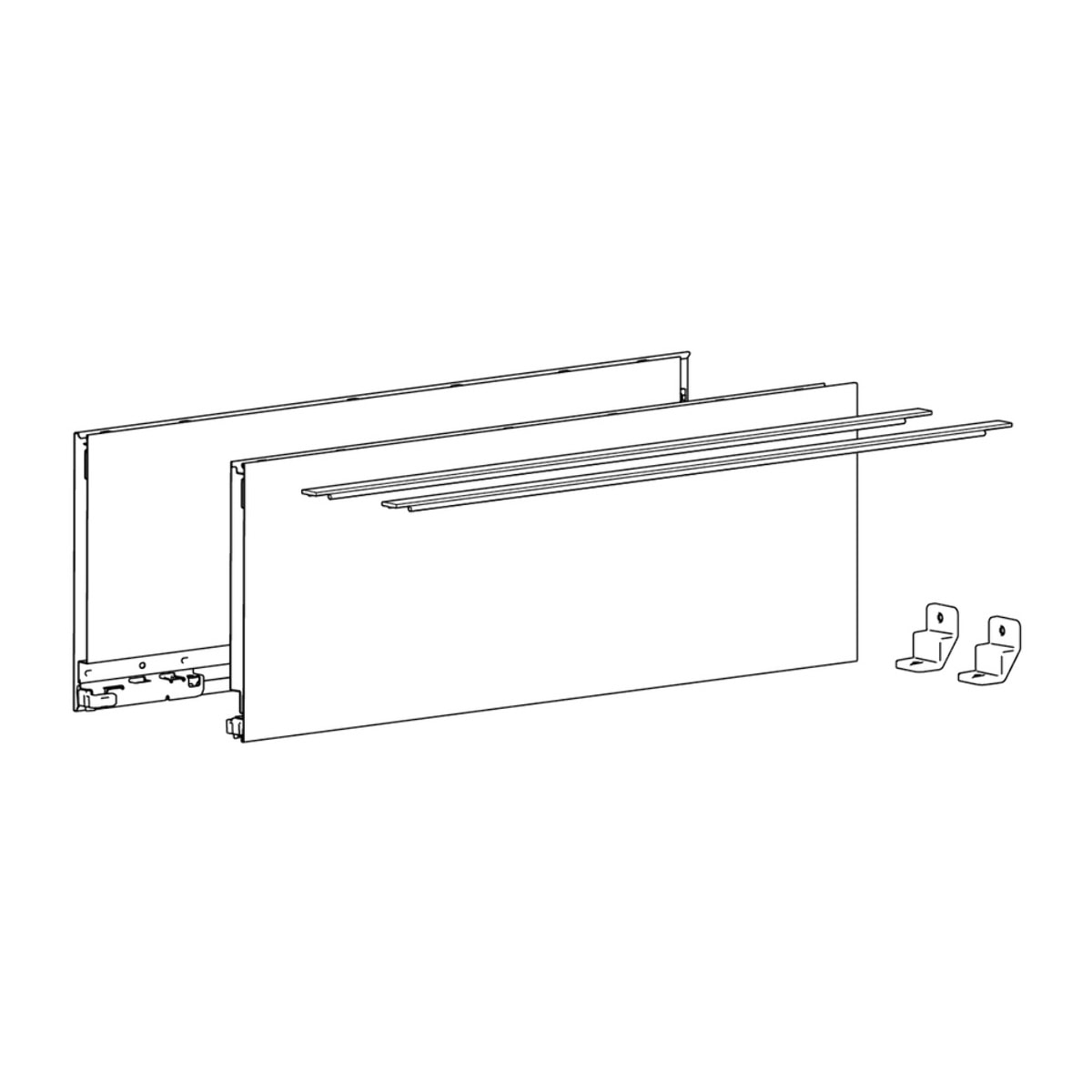 Profilé latéral de tiroir AvanTech YOU, hauteur 187 mm x NL 400 mm, Blanc, gauche et droite - HETTICH - 9353404