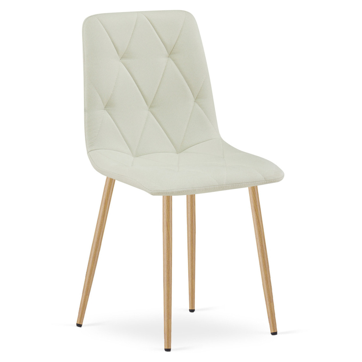 Set di 2 sedie Libra in tessuto beige e gambe effetto legno