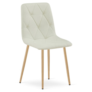 Set di 2 sedie Libra in tessuto beige e gambe effetto legno