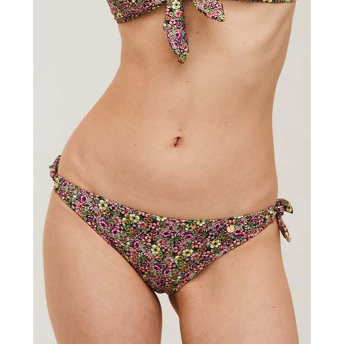 Braga de bikini clásica con lazos y estampado de flores