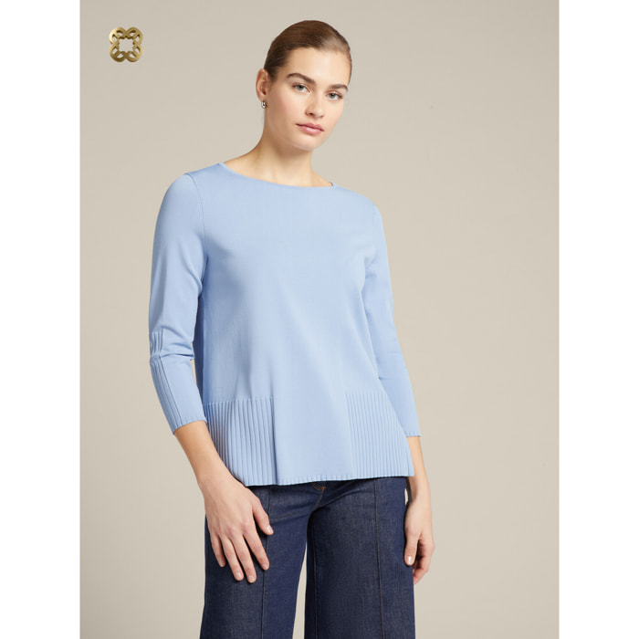 Elena Mirò - Maglia con coste alte - Azzurro
