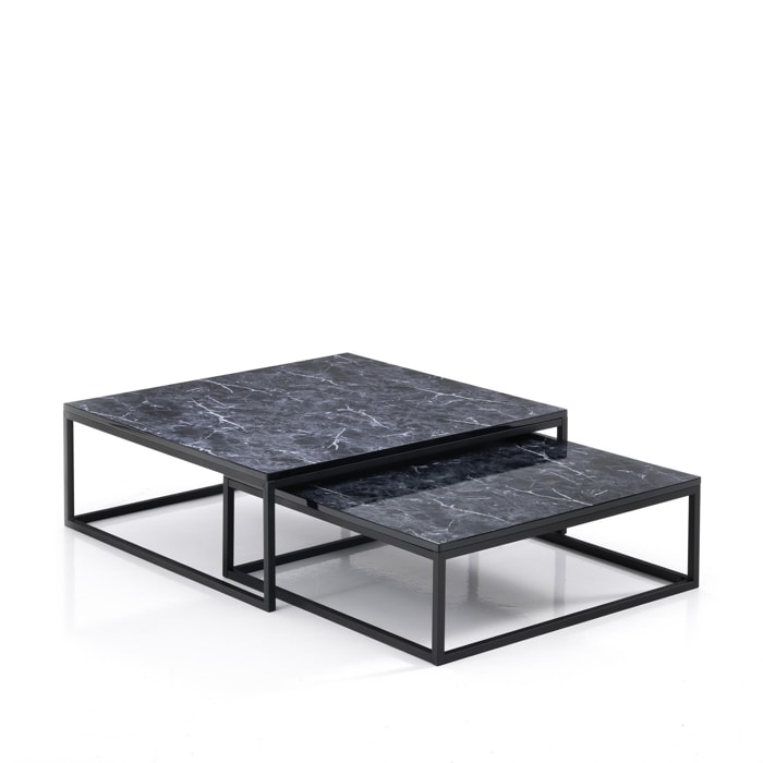 Set 2 tavolini THIN-Q BLACK MARBLE