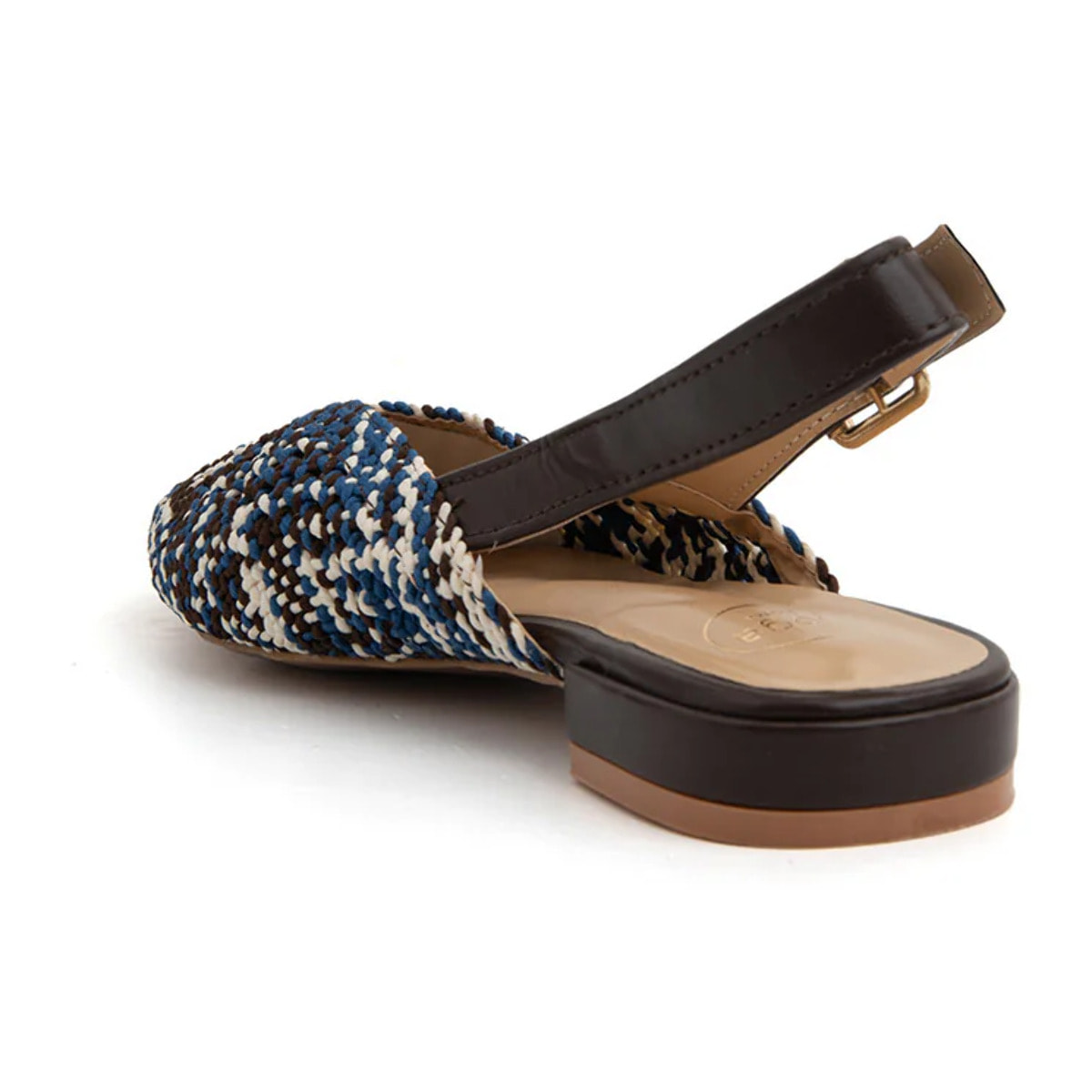 Slingback chic-fabric bicolore - MARRONE