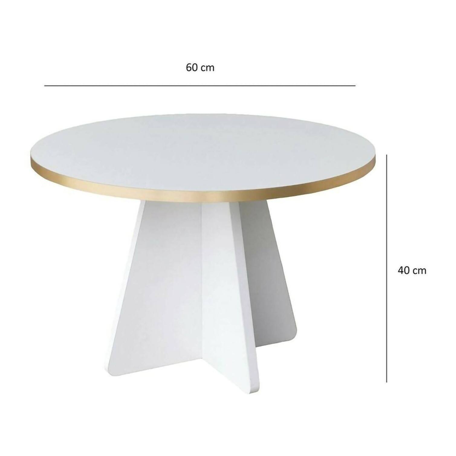 Tavolino da salotto Armanda, Tavolo basso da caffè, Portariviste per divano, Ripiano da soggiorno, 60x60h40 cm, Oro e Bianco