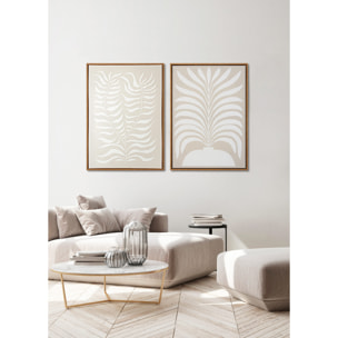 Cuadro Linen lino impresión 3D beige-blanco 73x53x4 cm