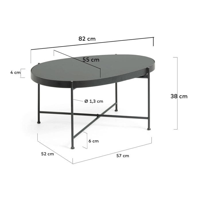 Kave Home - Tavolino Marlet nero 82 x 55 cm