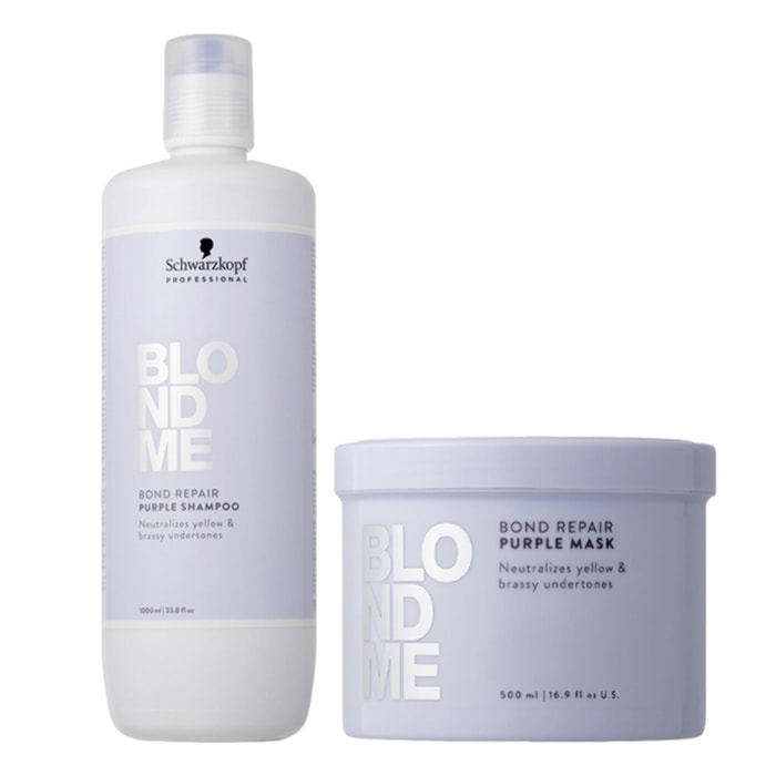 SCHWARZKOPF Kit BlondMe Bond Repair Purple Shampoo 1000ml + Mask 500ml