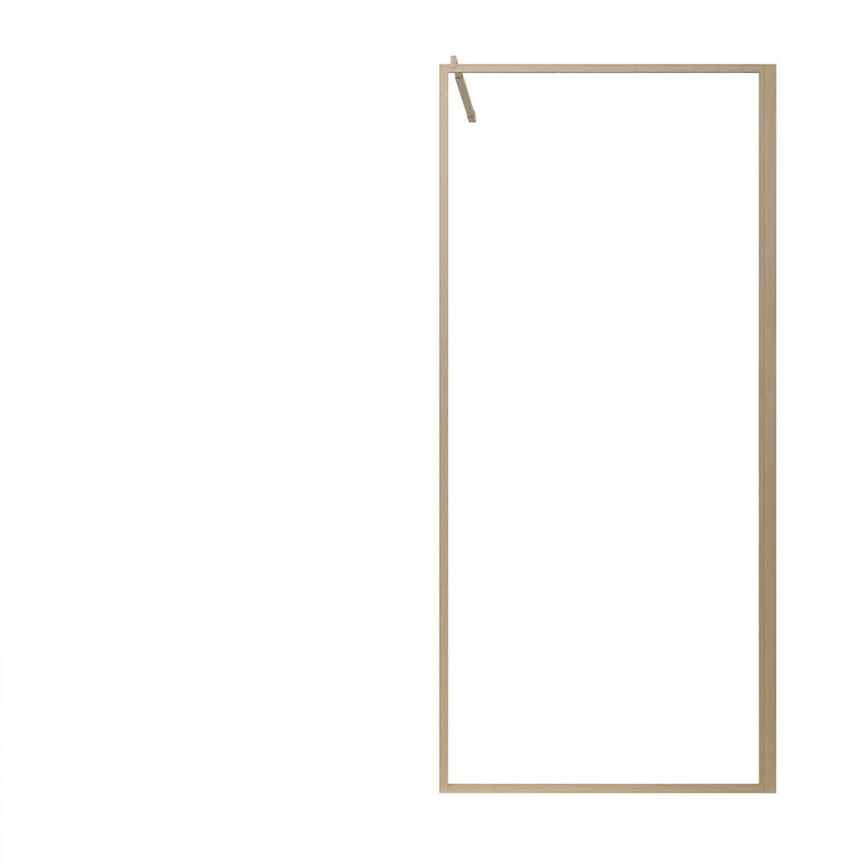 Paroi de Douche 90x200 cm - Cadre et Bras Aluminium Décor Bois - WOODEN CONTOURING