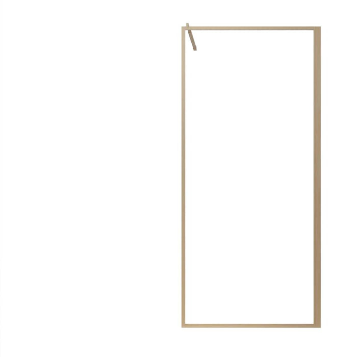 Paroi de Douche 90x200 cm - Cadre et Bras Aluminium Décor Bois - WOODEN CONTOURING