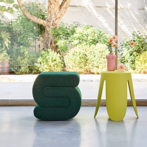 Tabouret / pouf design revêtement bouclette vert 1 place L 43 x P 47 x H 44cm - Sasha