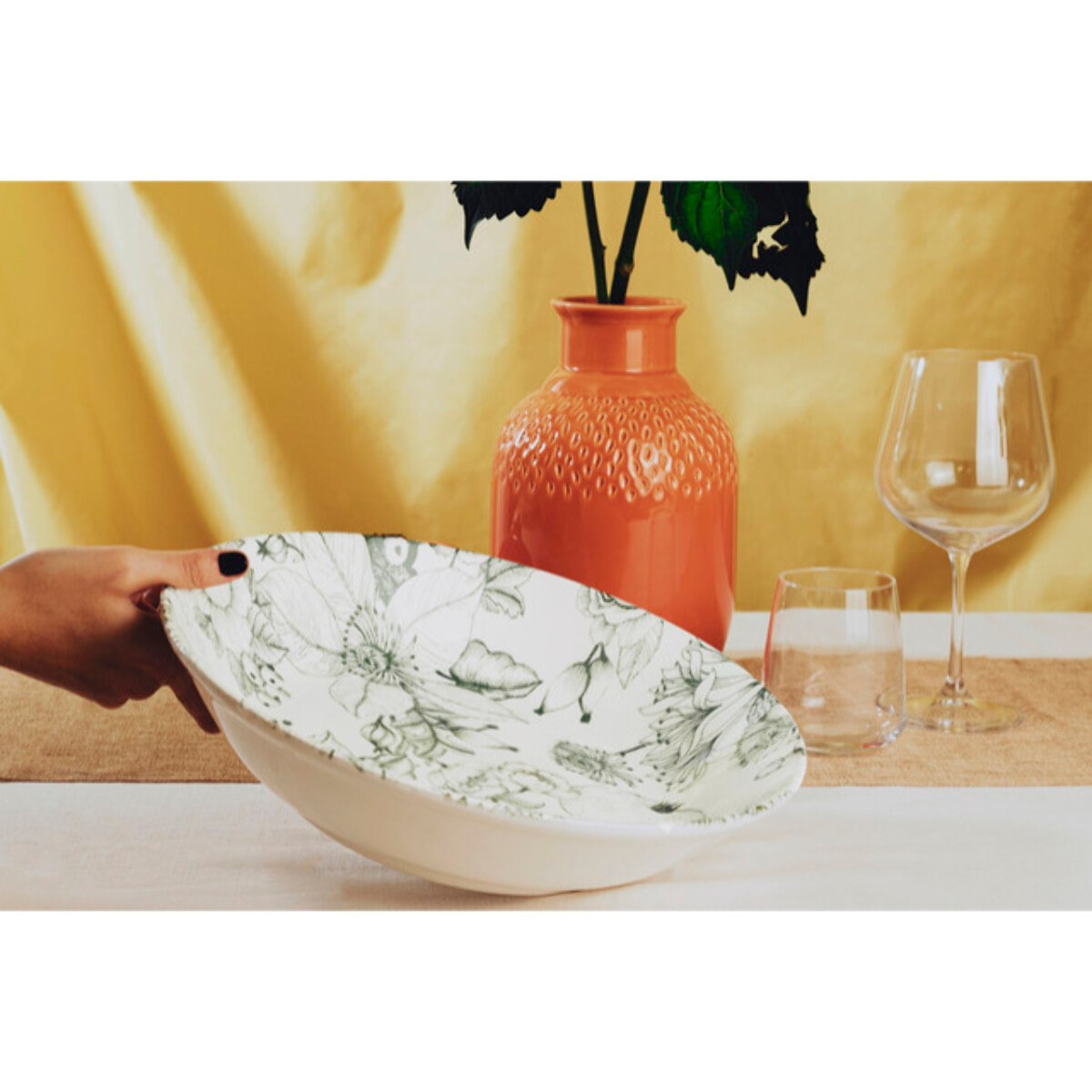 Piatto da portata ovale Jacquard in ceramica sottosmalto